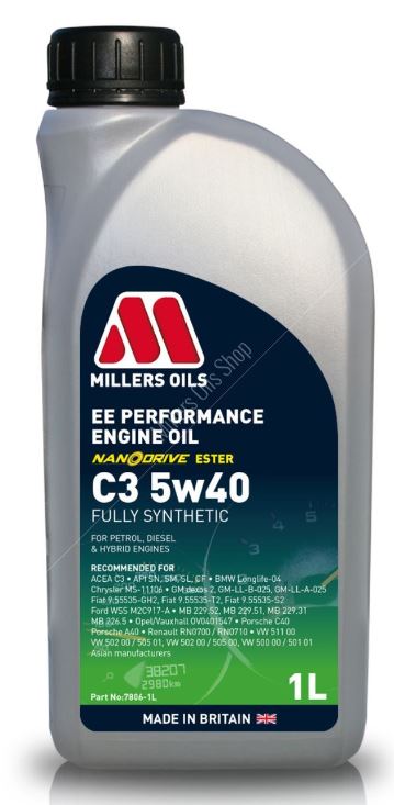 EE Performance Huile Moteur C3 5w40 - Millers Oils – #1 en France